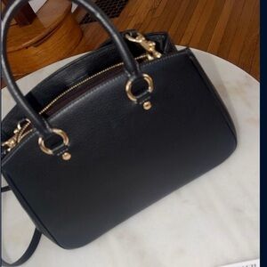 Coach Black Leather Satchel with Gold Accents